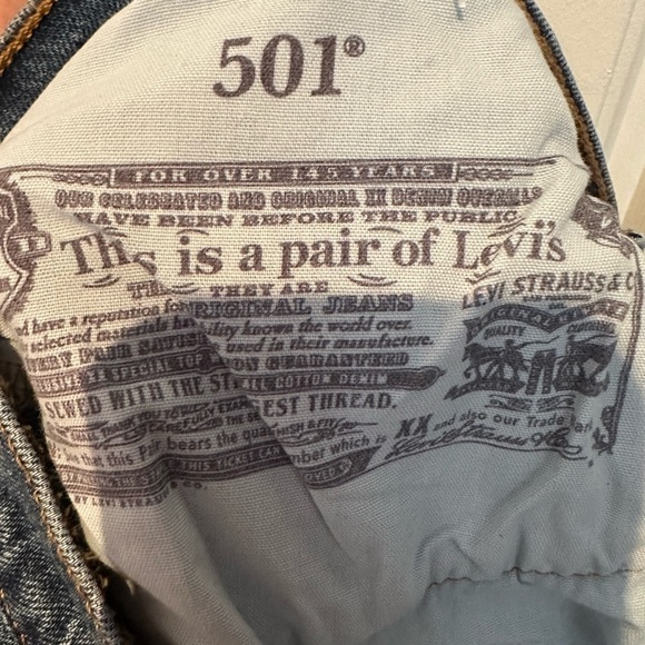 Levi's 501 Blue Jean Shorts High-Waisted Distressed - Picture 4 of 7